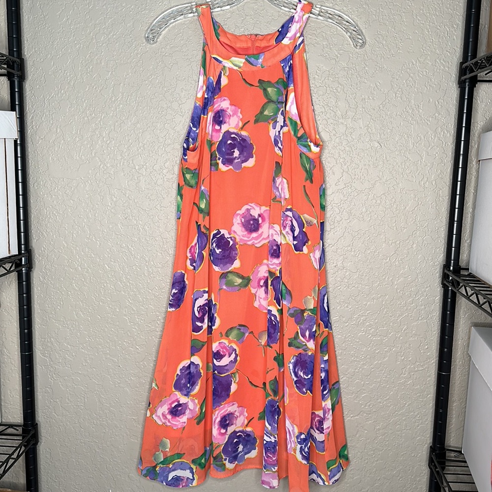 Betsey Johnson Floral Chiffon Swing Dress Sleevel… - image 2